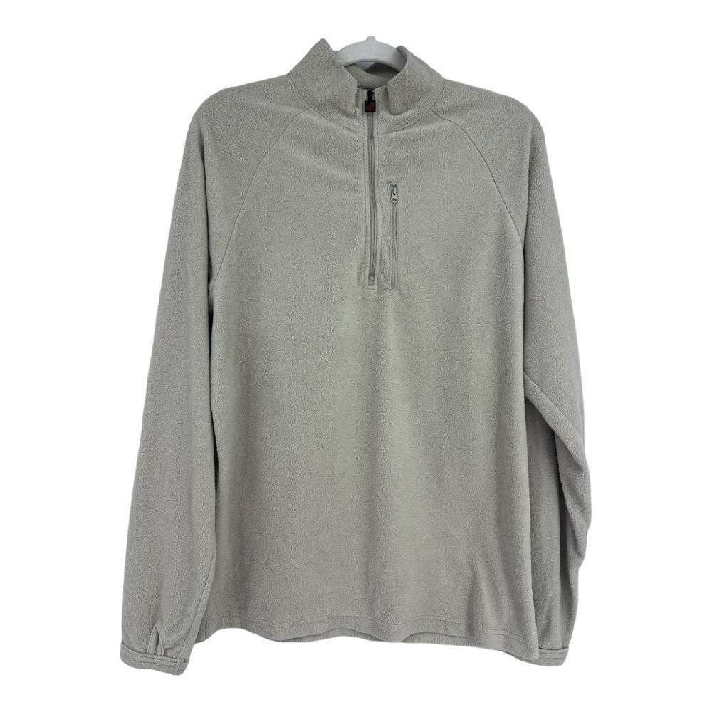 WOOLRICH Fleece Quarter Zip + Chest Zip Pullover Sweater MEDIUM British Tan VGC!